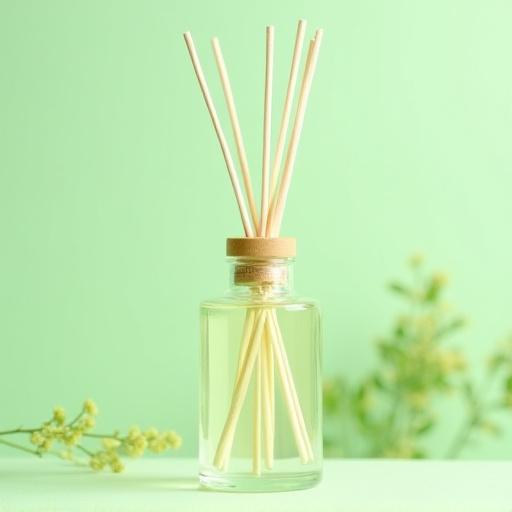 The Irish Meadow Diffuser bottle with reeds.